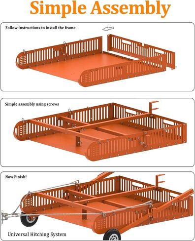 2 in 1 Horse Paddock Cleaner & Trailer, Tow-Behind Trailer Horse Manure Scoop, 2 in 1 Field Cleaner & Scooper for Paddock, Horse Pasture in Kuwait