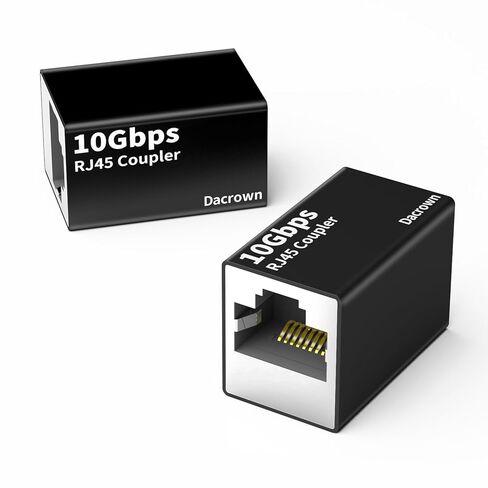 وصلة إيثرنت Dacrown RJ45 بسرعة 10 جيجابت في الثانية، محول موسع 5 حزم لكابل إيثرنت Cat8 Cat7 Cat6 Cat5 Cat5e، موصل عالي السرعة لمسافة طويلة 328 قدمًا، أنثى إلى أنثى من سبائك الألومنيوم باللون الأسود in Kuwait
