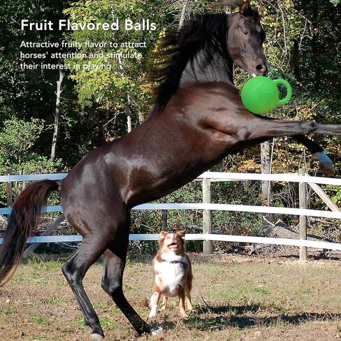 gernie Horse Jolly Ball, Jolly Tug Horse Toy with Fruit Flavor, Slow Bounce Rubber Anti Burst Horse Ball Toy Interactive Horse Play Ball for Equestrian Training Game, Horse Soccer Ball in Saudi Arabia