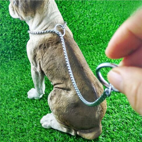 سلسلة Dog P على شكل ثعبان معدنية مطلية بالكروم - طوق/طوق تدريب الكلاب - مضمون بالكامل ضد الصدأ أو الكسر - يوصى به للتدريب الاحترافي (فضي، 5 مم * 30 بوصة) in Kuwait