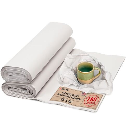 Newsprint Packing Paper Sheets, 25" x 18", Eco-Friendly, Non-Toxic, American Quality Safe, 420 Sheets - Made in USA Newsprint Paper, Unwaxed, Uncoated - Bulk Pack in Saudi Arabia