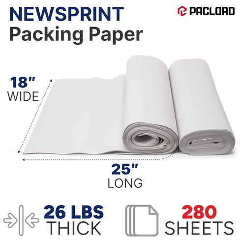 Newsprint Packing Paper Sheets, 25" x 18", Eco-Friendly, Non-Toxic, American Quality Safe, 420 Sheets - Made in USA Newsprint Paper, Unwaxed, Uncoated - Bulk Pack in Saudi Arabia