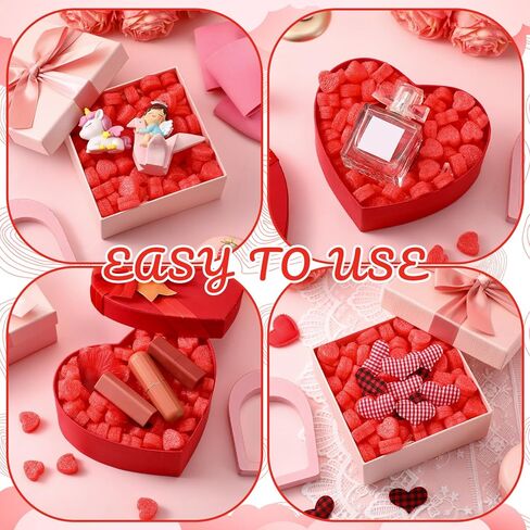 1200 Pcs Valentine Gift Box Filler Shreds Mini Heart Shaped Foam Beads Basket Filler for Valentine's Day Wedding Party Crafts DIY Package Birthday Gift Wrapping Decoration Supplies, Red in Saudi Arabia
