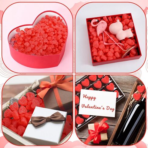 1200 Pcs Valentine Gift Box Filler Shreds Mini Heart Shaped Foam Beads Basket Filler for Valentine's Day Wedding Party Crafts DIY Package Birthday Gift Wrapping Decoration Supplies, Red in Saudi Arabia