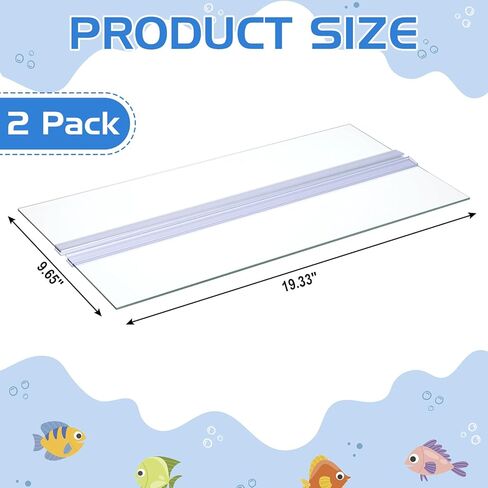Sawysine 2 Set Aquarium Glass Canopy 19.33" x 9.65" x 0.12" Aquarium Fish Tank Lid 10 Gallon Canopy Cover with Center Brace for Fish, Clear in Saudi Arabia