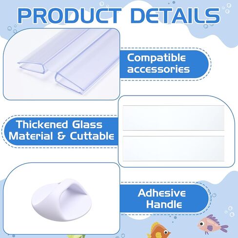 Sawysine 2 Set Aquarium Glass Canopy 19.33" x 9.65" x 0.12" Aquarium Fish Tank Lid 10 Gallon Canopy Cover with Center Brace for Fish, Clear in Saudi Arabia