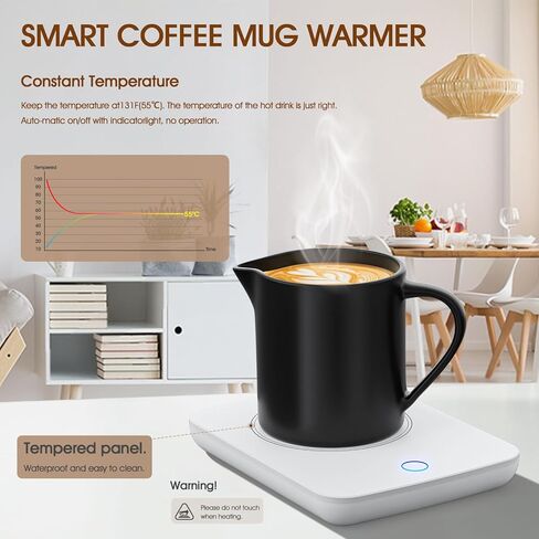 Misby Mug Warmer, Coffee Warmer for Desk Auto Shut Off Coffee Lovers Gift Ideas, Smart Coffee Cup Warmer with Gravity-Induction Coffee Mug Warmer for Desk Use Keep Beverages Coffee Warmer (White) in Kuwait