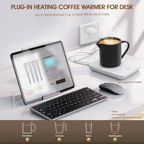 Misby Mug Warmer, Coffee Warmer for Desk Auto Shut Off Coffee Lovers Gift Ideas, Smart Coffee Cup Warmer with Gravity-Induction Coffee Mug Warmer for Desk Use Keep Beverages Coffee Warmer (White) in Kuwait