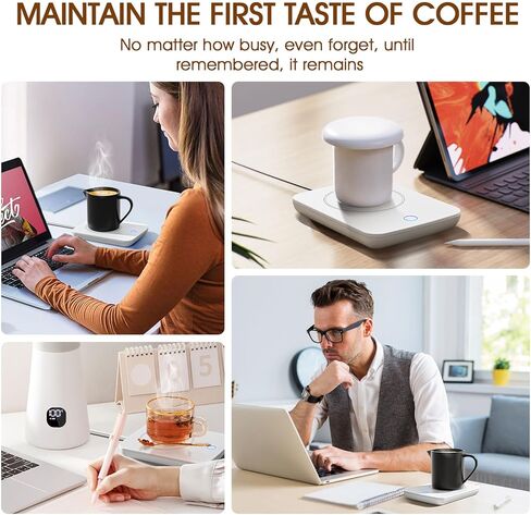Misby Mug Warmer, Coffee Warmer for Desk Auto Shut Off Coffee Lovers Gift Ideas, Smart Coffee Cup Warmer with Gravity-Induction Coffee Mug Warmer for Desk Use Keep Beverages Coffee Warmer (White) in Kuwait