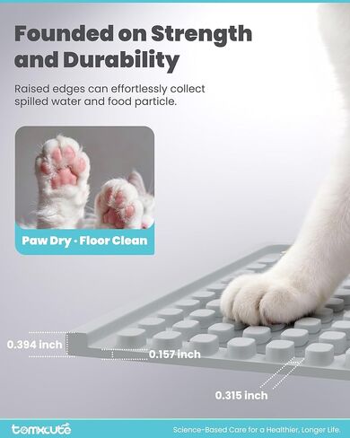 Tomxcute Extra Thick Pet Feeding Mat 19.7" x 14.2", BPA-Free Food-Grade PVC, Waterproof Raised Edge Non-Slip Bowl Mat for Cat Water Fountain & Automatic Feeder, Textured Fast-Drain, Brush Included in Kuwait