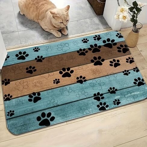 Pet Cat Dog Food Mat Dog Paw Print Non Slip Mat to Protect Floors for Food and Water, 11.7 * 19.5 in in Saudi Arabia
