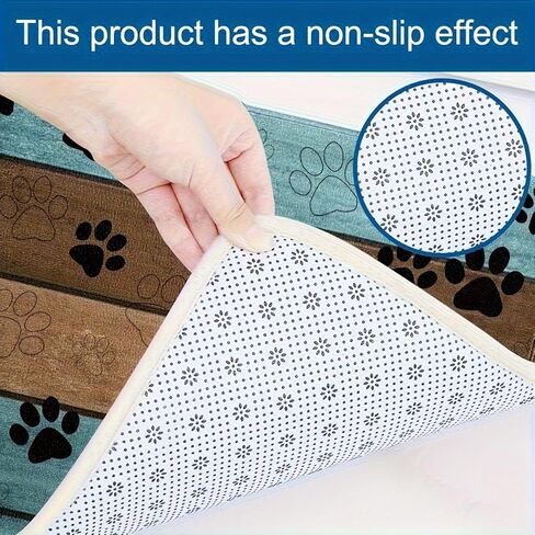 Pet Cat Dog Food Mat Dog Paw Print Non Slip Mat to Protect Floors for Food and Water, 11.7 * 19.5 in in Saudi Arabia