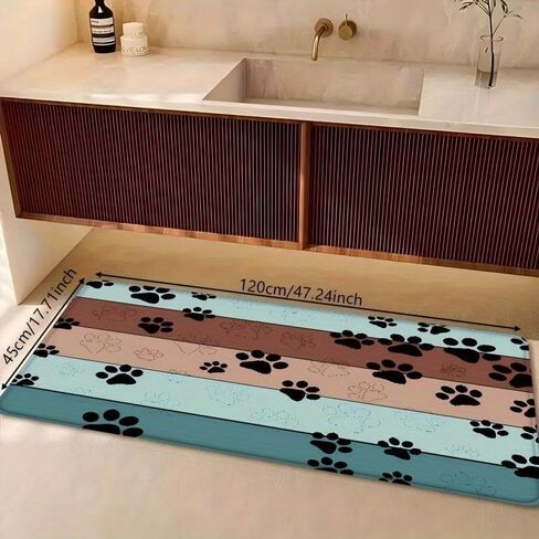Pet Cat Dog Food Mat Dog Paw Print Non Slip Mat to Protect Floors for Food and Water, 11.7 * 19.5 in in Saudi Arabia