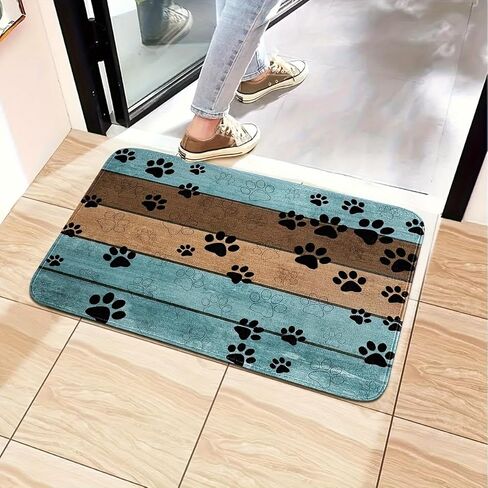 Pet Cat Dog Food Mat Dog Paw Print Non Slip Mat to Protect Floors for Food and Water, 11.7 * 19.5 in in Saudi Arabia