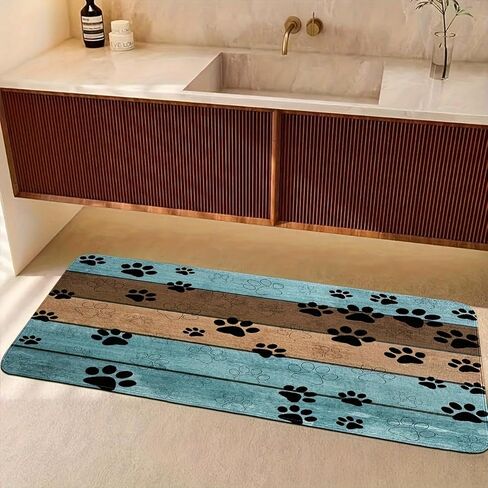 Pet Cat Dog Food Mat Dog Paw Print Non Slip Mat to Protect Floors for Food and Water, 11.7 * 19.5 in in Saudi Arabia