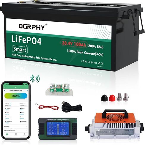 بطارية ليثيوم 36V مع شاحن وشاشة LCD ، 36V 150AH Lithium Golf Cart Battery مع 200A BMS ، 5.76KWH 36V بطارية مع إخراج 7.68 كيلو واط ، 1000A ذروة التيار لعربة الجولف ، محرك الصخور ، RV in Kuwait
