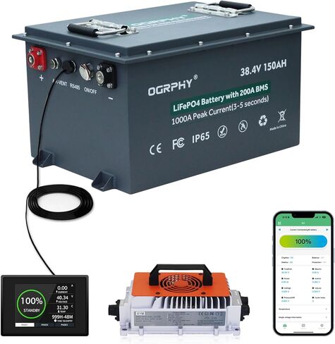 بطارية ليثيوم 36V مع شاحن وشاشة LCD ، 36V 150AH Lithium Golf Cart Battery مع 200A BMS ، 5.76KWH 36V بطارية مع إخراج 7.68 كيلو واط ، 1000A ذروة التيار لعربة الجولف ، محرك الصخور ، RV in Saudi Arabia