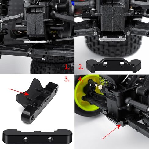 Aluminum RC Car Rear Arm Mount Tie Bar Mount Accessory Compatible with Losi 1/16 Mini-B RC Crawler Car Buggy - 2Pc Set Upgrade Replacement Parts Black Rear Suspension Arm Mount in Saudi Arabia