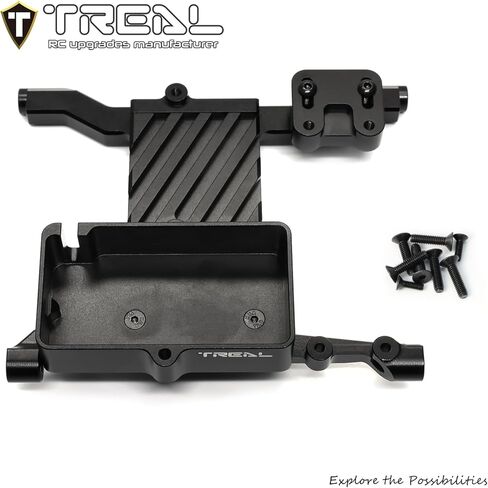 TREAL Aluminium 7075 ESC Tray Servo Mount Braket CNC ترقيات آلية لمحور SCX6 (أسود) in Saudi Arabia