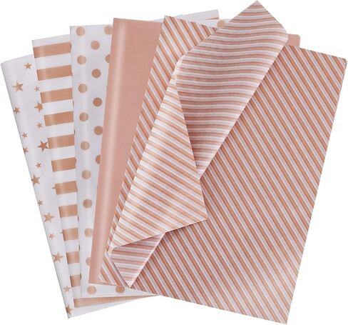 BEISHIDA 100 Sheets Gold and White Tissue Paper Bulk, Gold Dots Star Twill Stripes Print Wrapping Tissue Paper for Gift Bags, 14 x 20 Inch Gift Wrap for Birthday Wedding Christmas DIY Crafts in Saudi Arabia