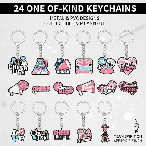 122 Pcs Cheerleader Gifts Bulk for Team, 24 Set Cheer Necklace, Makeup Bag, Keychain, Stickers Set, Cheer Team Gifts for Girls Women, Cheerleading Party in Saudi Arabia
