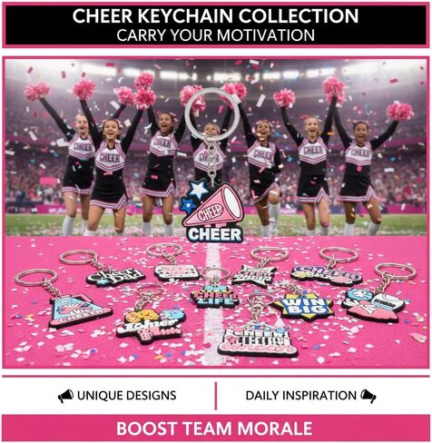 122 Pcs Cheerleader Gifts Bulk for Team, 24 Set Cheer Necklace, Makeup Bag, Keychain, Stickers Set, Cheer Team Gifts for Girls Women, Cheerleading Party in Saudi Arabia
