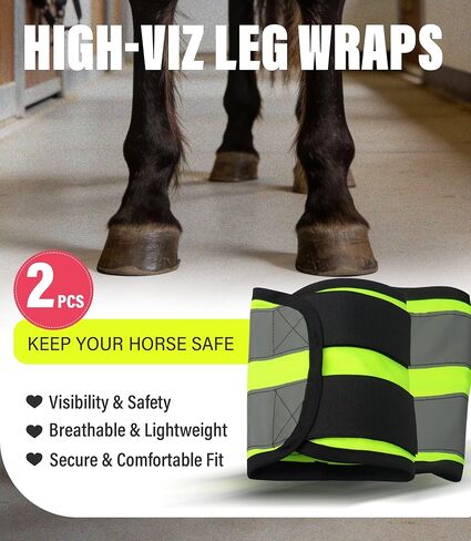 2/Pack Horse High Visibility Leg Gear, Horse Leg Wraps Add Safety, Breathable Wraps Easy to Put on in Saudi Arabia