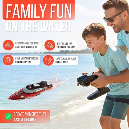 REV-UP Remote Control Boat for Lake with Travel Bag - Fast 21 MPH RC Boat for Adults, Remote Boats for Kids, Lancha Control Remoto - Self Righting RC Boats for Adults, 2.4GHz Racing Ship with Lights in Saudi Arabia