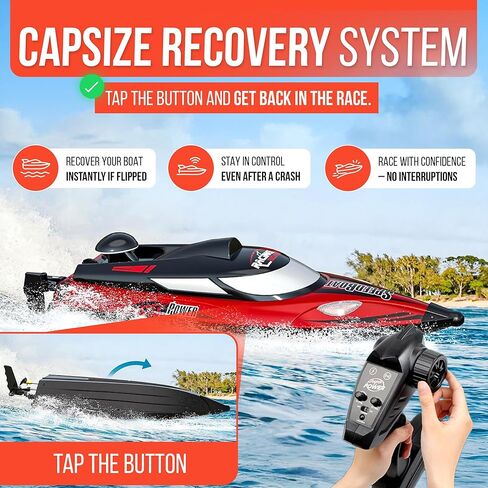 REV-UP Remote Control Boat for Lake with Travel Bag - Fast 21 MPH RC Boat for Adults, Remote Boats for Kids, Lancha Control Remoto - Self Righting RC Boats for Adults, 2.4GHz Racing Ship with Lights in Saudi Arabia
