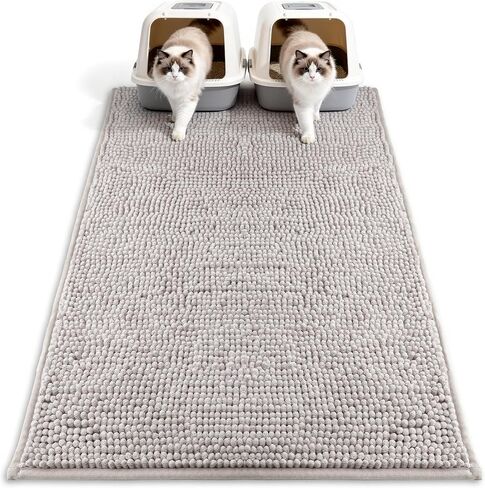 بساط فضلات القطط من بيفيف شانيل لصندوق الفضلات، مقاس 28 × 22 بوصة، حصيرة ناعمة فائقة الامتصاص، مقاومة للماء وغير قابلة للانزلاق، سهلة التنظيف، حصيرة محاصرة فضلات القطط الداخلية، رمادي in Kuwait