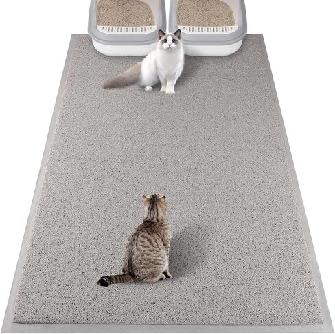 بساط فضلات القطط، بساط صندوق الفضلات مقاس 20 × 15 بوصة مقاوم للماء وغير قابل للانزلاق وسهل التنظيف وقابل للغسل للكيتي (رمادي) in Kuwait