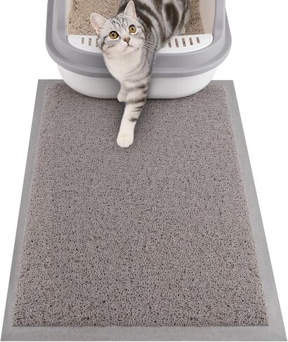 Cat Litter Mat, 20x15 in Litters Box Mat Waterproof Non-Slip Easy to Clean Washable Trapping Mat for Kitty(Gray) in Saudi Arabia