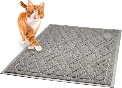 Pawkin Cat Litter Mat, Patented Design with Litter Lock Mesh, Extra Large, Durable, Easy to Clean, Soft, Fits Under Litter Box, Litter Free Floors, Gray in Saudi Arabia