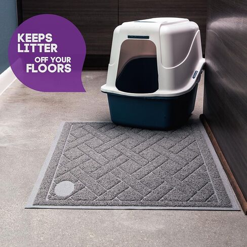 Pawkin Cat Litter Mat, Patented Design with Litter Lock Mesh, Extra Large, Durable, Easy to Clean, Soft, Fits Under Litter Box, Litter Free Floors, Gray in Saudi Arabia