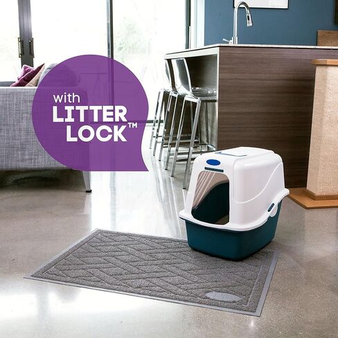 Pawkin Cat Litter Mat, Patented Design with Litter Lock Mesh, Extra Large, Durable, Easy to Clean, Soft, Fits Under Litter Box, Litter Free Floors, Gray in Saudi Arabia