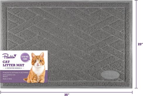 Pawkin Cat Litter Mat, Patented Design with Litter Lock Mesh, Extra Large, Durable, Easy to Clean, Soft, Fits Under Litter Box, Litter Free Floors, Gray in Saudi Arabia
