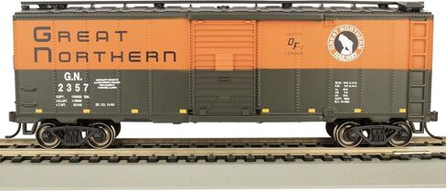 قطارات باخمان - سيارة صندوقية مقاس 40 قدمًا - Great Northern #2357 (أخضر وبرتقالي) - مقياس HO in Kuwait