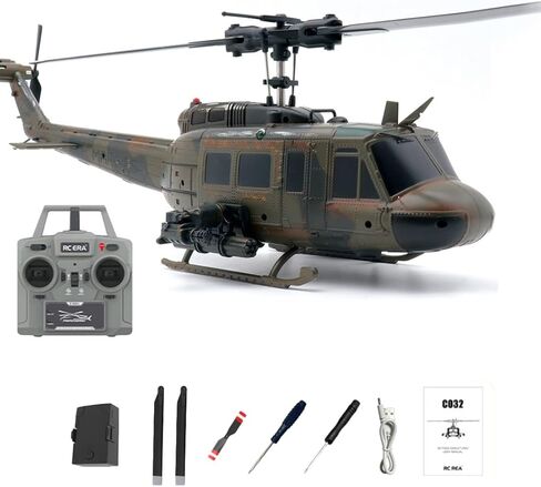 طائرة هليكوبتر C032 UH-1 Huey RC مع وضع التدفق البصري وثبات الارتفاع، طيران مقلوب ثلاثي الأبعاد، مقياس 1/48 2.4G 6CH نموذج جيرو ثابت بدون فرش in Kuwait