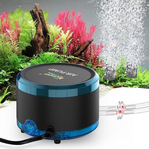 hygger Aquarium Air Pump Dual Outlet, Quiet Powerful Fish Tank Aerator 4W/8W, Adjustable Oxygen Pump with Air Stone, Bubbler for Fish Tank Up to 200 Gallon in Saudi Arabia