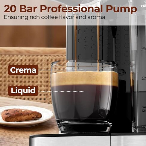 Espresso Machine 20 Bar, Super Compact Espresso Maker Stainless Steel with Touch Screen, Professional Coffee Machine, Automatic Milk Frother for Cappuccino in Saudi Arabia
