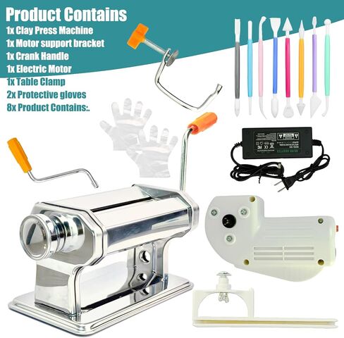 Electric Polymer Clay Roller Machine, Dual Mode Clay Press Machine with 6 Thickness Settings, 60W Motor, Includes 8 Embossing Tools & Clay Tools for Polymer Clay Earring Making in Saudi Arabia