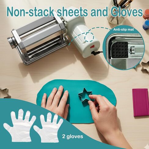 Electric Polymer Clay Roller Machine, Dual Mode Clay Press Machine with 6 Thickness Settings, 60W Motor, Includes 8 Embossing Tools & Clay Tools for Polymer Clay Earring Making in Saudi Arabia