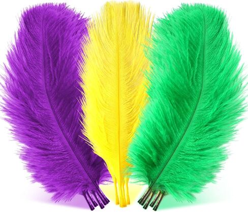 MARFOREVER 45 Pcs Mardi Gras Feathers for Crafts, Purple Gold Green Feathers Bulk 6-10 inch Plume Carnival Feathers for Mardi Gras Costume DIY Crafts Party Home Decorations in Saudi Arabia