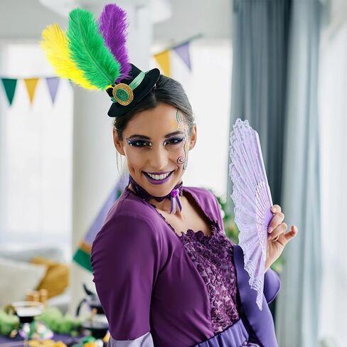 MARFOREVER 45 Pcs Mardi Gras Feathers for Crafts, Purple Gold Green Feathers Bulk 6-10 inch Plume Carnival Feathers for Mardi Gras Costume DIY Crafts Party Home Decorations in Saudi Arabia