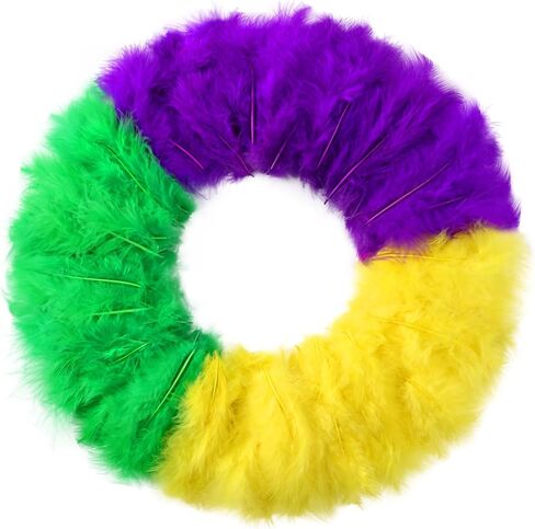 MARFOREVER 300pcs Mardi Gras Feathers, 4-6 Inch 12-15cm Yellow Green Purple Rooster Feathers for Crafts, Mardi Gras Party Decoration DIY Craft Supplies in Saudi Arabia