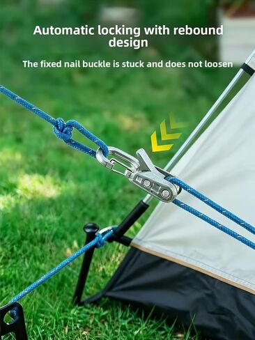 6 Pack Cam Buckle Cord Tensioners with 2 Paracords - Quick Adjust Rope Tightener for Outdoor Camping, Tarps, Tents, Canopy - Heavy Duty Metal Construction, Compatible with 3mm 4mm Rope (2+2) in Saudi Arabia