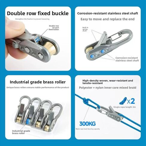 6 Pack Cam Buckle Cord Tensioners with 2 Paracords - Quick Adjust Rope Tightener for Outdoor Camping, Tarps, Tents, Canopy - Heavy Duty Metal Construction, Compatible with 3mm 4mm Rope (2+2) in Saudi Arabia