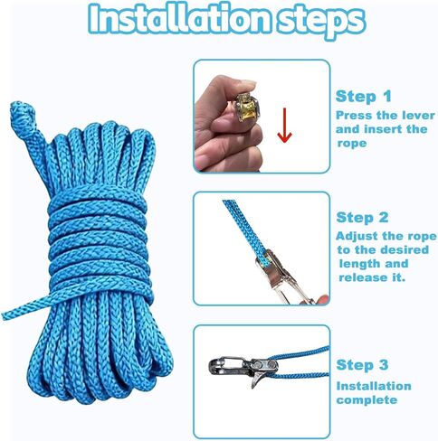 6 Pack Cam Buckle Cord Tensioners with 2 Paracords - Quick Adjust Rope Tightener for Outdoor Camping, Tarps, Tents, Canopy - Heavy Duty Metal Construction, Compatible with 3mm 4mm Rope (2+2) in Saudi Arabia