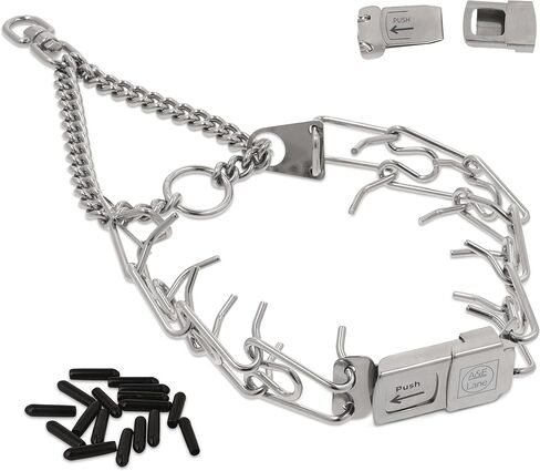 Prong Collar for Dogs - Easy Buckle Prong Collar - 3mm Stainless Steel No Pull Chain Collars - Quick Release Dog Collar - (14 to 20" Neck) Adjustable Dog Training Collars for Large to Medium Size Dogs in Saudi Arabia