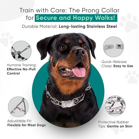 Prong Collar for Dogs - Easy Buckle Prong Collar - 3mm Stainless Steel No Pull Chain Collars - Quick Release Dog Collar - (14 to 20" Neck) Adjustable Dog Training Collars for Large to Medium Size Dogs in Saudi Arabia